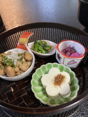 Breakfast tray close-up  at Kakurimbo in Minobu