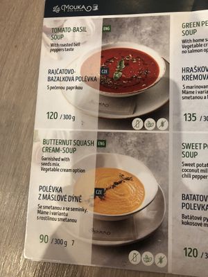 Menu  at La Mouka in Prague