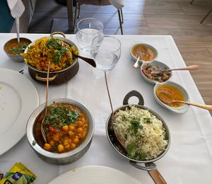 Chana masala and vegetable biryani  at Taj Palace - Mogan Mall in Gran Canaria