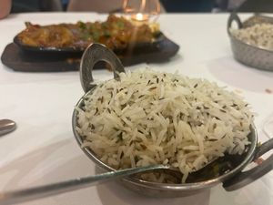 Arroz con comino y pinchos veganos   at Taj Palace - Mogan Mall in Gran Canaria