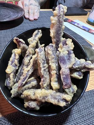 Fried purple potatoes   at Ramen Time in Williamsburg