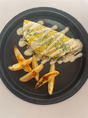 Omelette flor de calabaza y queso at Bohai Holistic Lifestyle - Maybe closed in Oaxaca