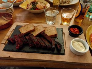 Lukanka sausage with a tofu mayonnaise at Sunmoon - Septemvri in Sofia