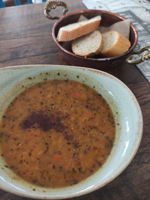 Vegan soup with bread at Sunmoon - Septemvri in Sofia