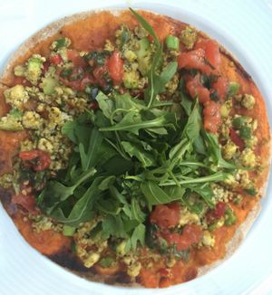 vegan tofu pizza at Sunmoon - Septemvri in Sofia