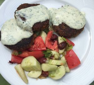 Vegan meatballs with sauce  at Sunmoon - Septemvri in Sofia