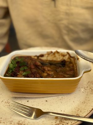 Vegan bean stew with sausagee  at Sunmoon - Septemvri in Sofia