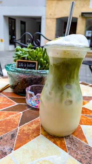 Iced Matcha Latte at portal cafe in Uberlingen