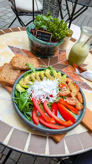 Avocado Salad and vegan feta at portal cafe in Uberlingen