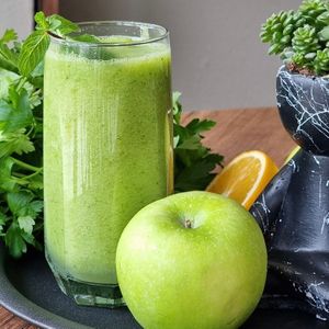 Green smoothie with celery, kiwi, cucumber and green apple  at Love Breakfast  in Fethiye