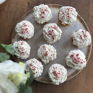 Banana cupcakes with coconut cream on top, fully vegan at Love Breakfast  in Fethiye