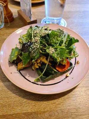 Vegan and gluten free waffle with avocado, scrambled tofu and vegetables. at Café Zaunkönig  in Dachau