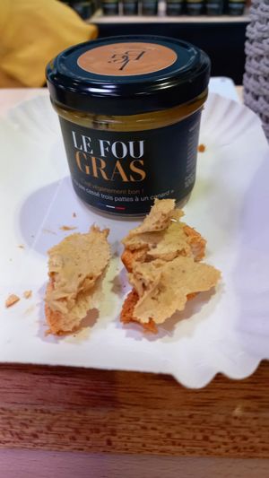 vegan foie gras (@legrandbluff, from france) at Veggienale & FairGoods in Berlin