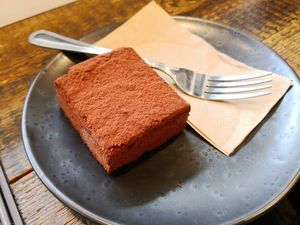 Vegan brownie. at Origin Coffee in North West London