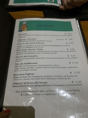 the vegan menu at L'Incontro in Karlsruhe