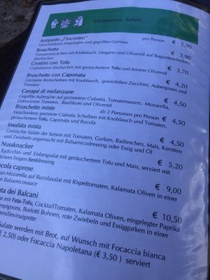 Starters all vegan  at L'Incontro in Karlsruhe