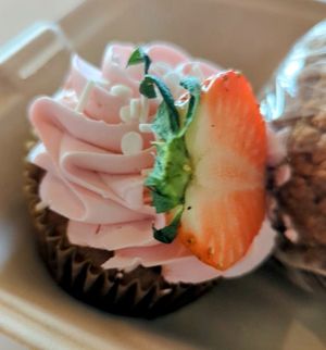 Strawberry cupcake at Third Space Coffee in Bentonville