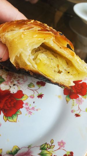 Inside the somsa at Bibikhanum Teahouse in Samarkand