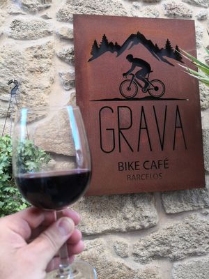 Wine at Grava Bike Café in Barcelos