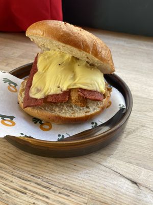 Breakfast bagel    at Claremont Teahouse in Newcastle Upon Tyne