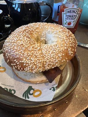 Vegan all dayer Dot bagel £11.75  at Claremont Teahouse in Newcastle Upon Tyne