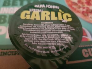 Garlic dip (vg) at Papa John's in South Shields