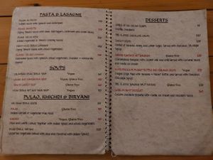 Menu at Beatles Cafe in Rishikesh