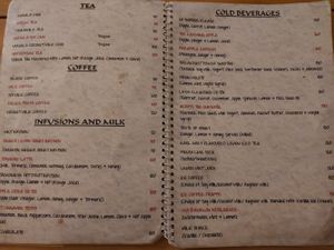 Menu at Beatles Cafe in Rishikesh