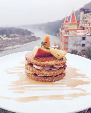 Vegan protein pancakes at Beatles Cafe in Rishikesh