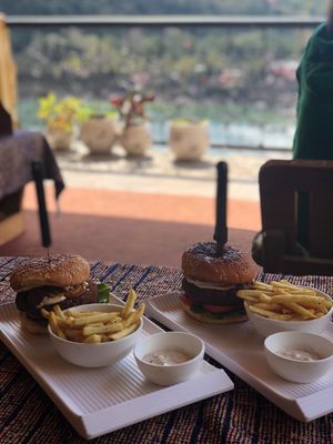 Vegan Scottish burger at Beatles Cafe in Rishikesh