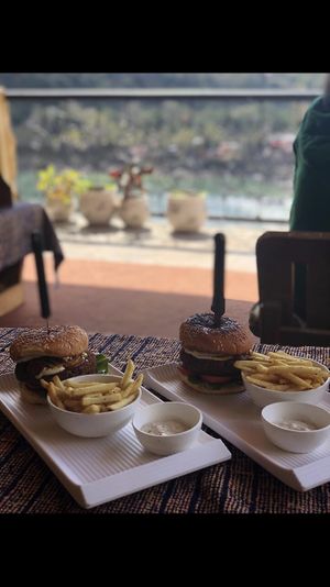 Vegan burgers!!! at Beatles Cafe in Rishikesh