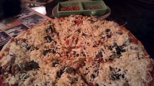 Vegan pizza 'JoJo' 220 rupees. at Beatles Cafe in Rishikesh