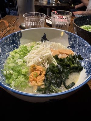 VGF Ramen with extra scallions. Pay extra for the yuzu and ginger side spices. The yuzu in particular so good!   at Tanma Ramen in Kingston