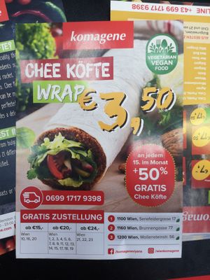 Menu at Komagene in Vienna