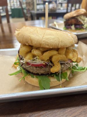 Mac & Cheese Beyond Burger  at Divine Leaf Vegan in Wesley Chapel