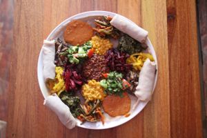 Feast for 2. Photo by Theodora Johnson. at Bunna Cafe in Brooklyn