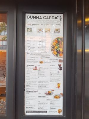 The menu at Bunna Cafe in Brooklyn