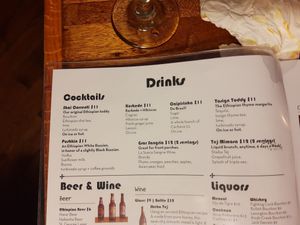 Normally I photo the whole menu to share but I just wanted the ingredients to make done of these cocktails - ha! at Bunna Cafe in Brooklyn