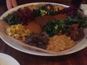feast for two at Bunna Cafe in Brooklyn