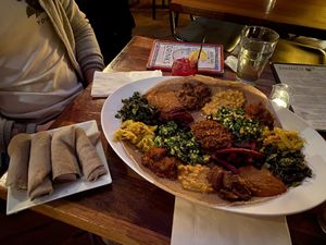 feast for two at Bunna Cafe in Brooklyn