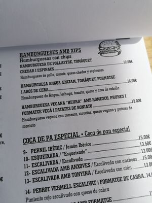 Menu at La Salada del Tamariu in Tamariu