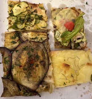 Courgette, potato, aubergine and mixed veg “ortolana” pizza  at Alice Pizza in Rome