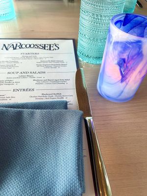 Menu and glassware   at Walt Disney World - Narcoossee's in Lake Buena Vista