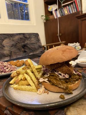 Vegan pulled pork sandwich   at Altramuz in La Paz