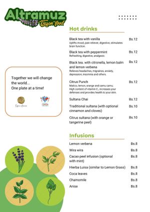 Menú de bebidas calientes  at Altramuz in La Paz