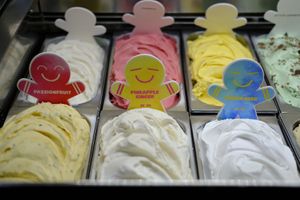 Passionfruit, Pineapple Ginger & Ginger Beer sorbet at Gingerlatis - Gelati and Dessert Bar in Yandina