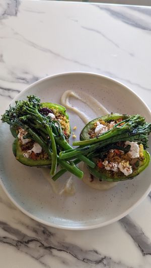 Loaded capsicum at Greens & Grains Cafe in Beaconsfield