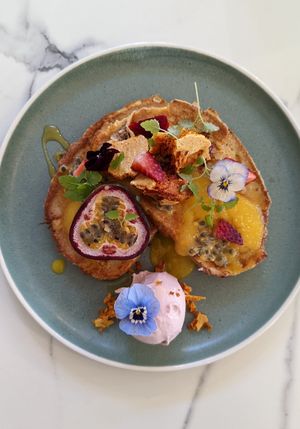 French toast at Greens & Grains Cafe in Beaconsfield