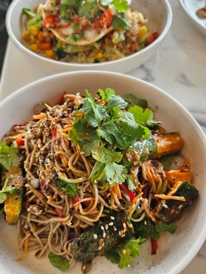 Bang Bang Soba noodle salad at Greens & Grains Cafe in Beaconsfield