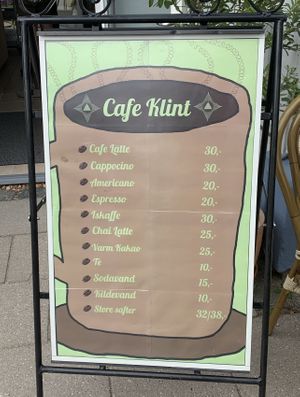 Coffee menu  at Café Klint in Nykoebing Sjaelland